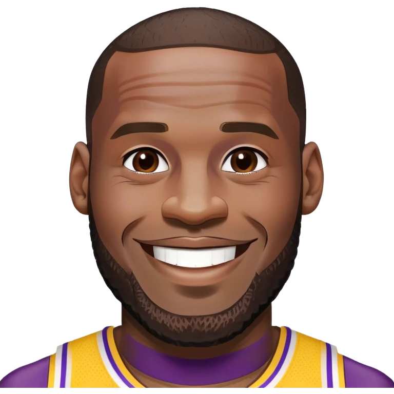 LeBron James face with a big smile and Lakers purple and gold colors emoji