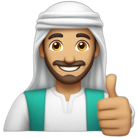 Smiling arab man with thumbs up emoji