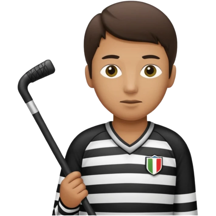 Blind hockey referee skating with a blind person’s cane emoji