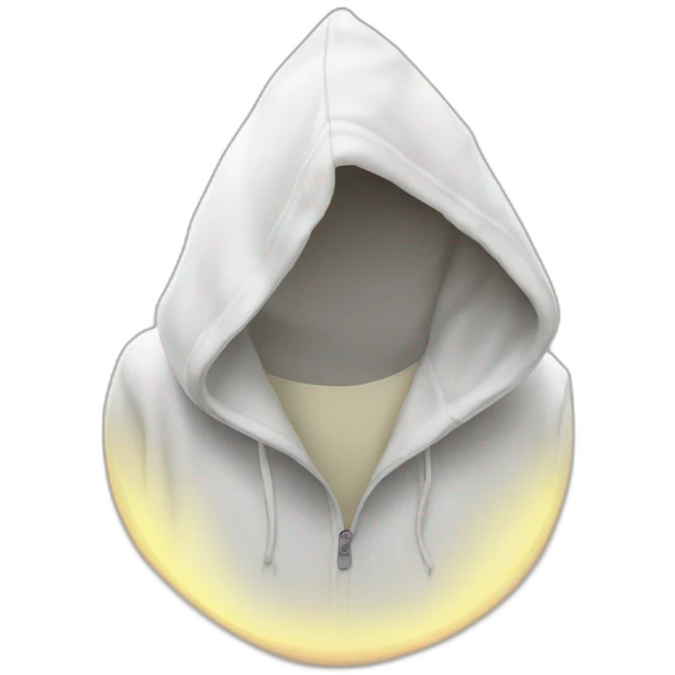 white hoodie, sun behind emoji