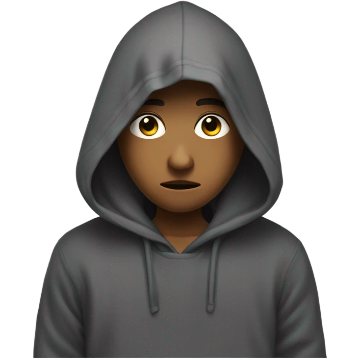 Sad face with hoody emoji