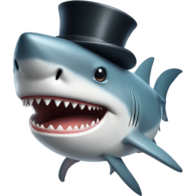 Shark with a top hat emoji