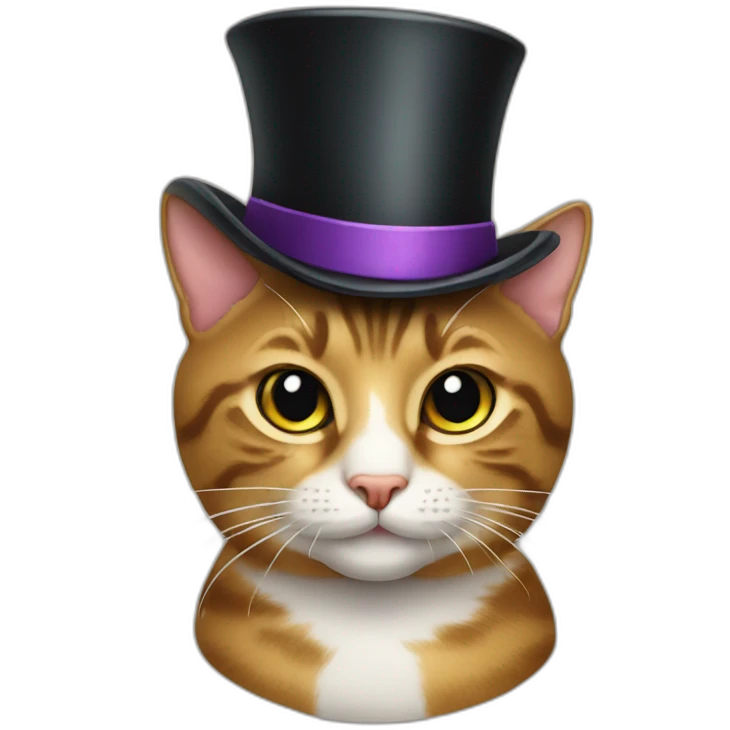 tabby cat with a top hat emoji