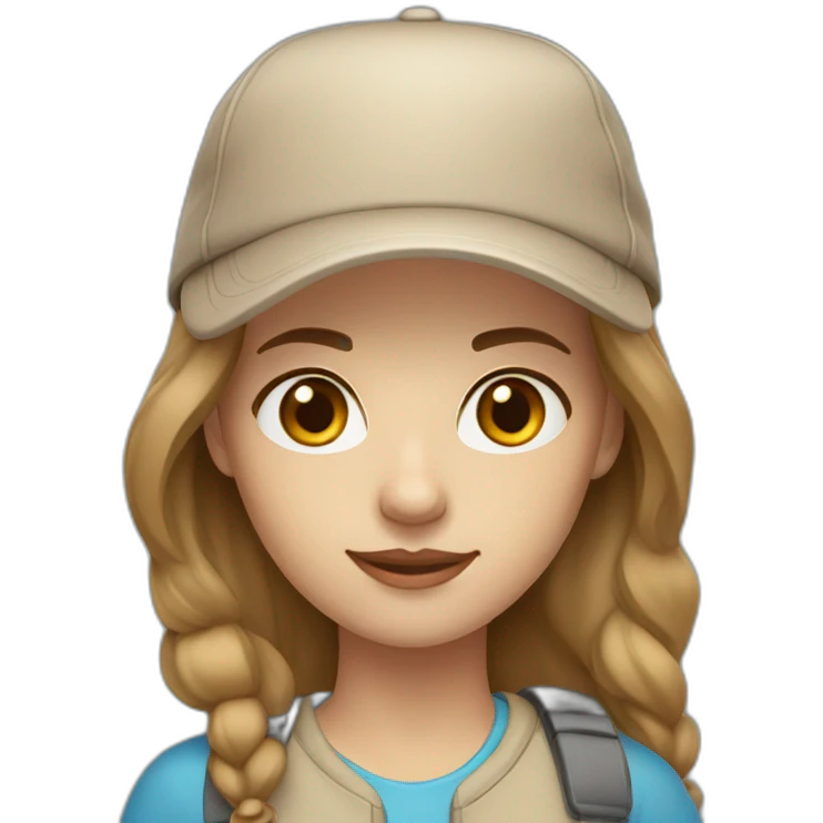 middle haired women light brown hair with beige cap and blue eyes  emoji