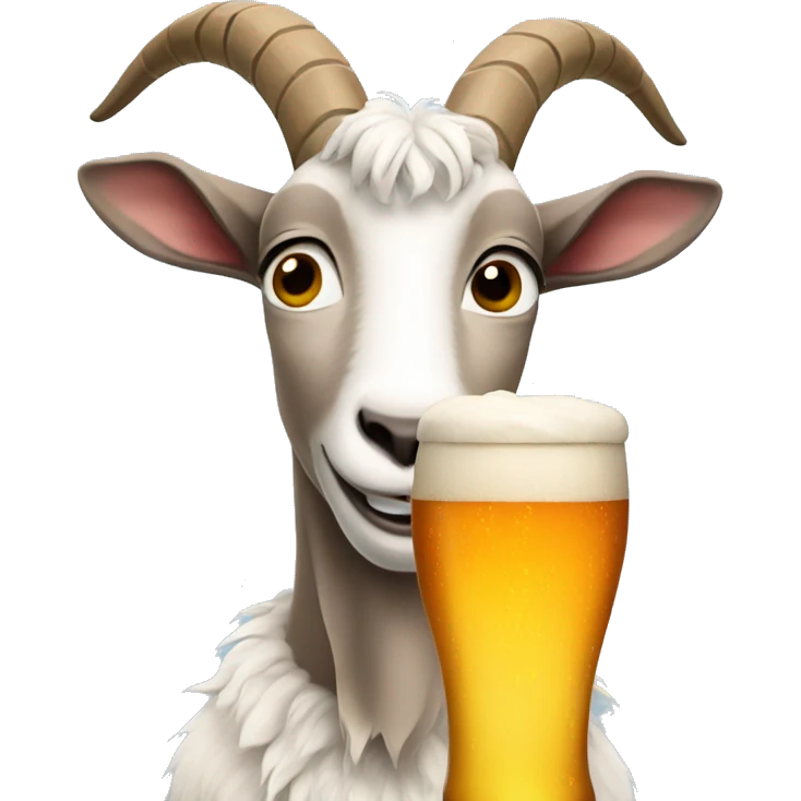 Goat holding a beer emoji