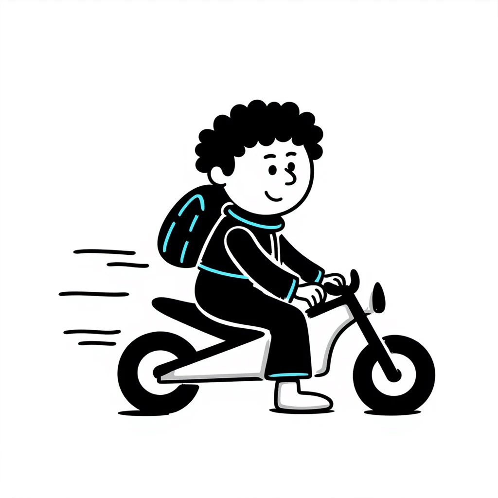 Cabbage Patch Kid dressed as Tron character, 80's retro sci-fi, riding a light cycle emoji