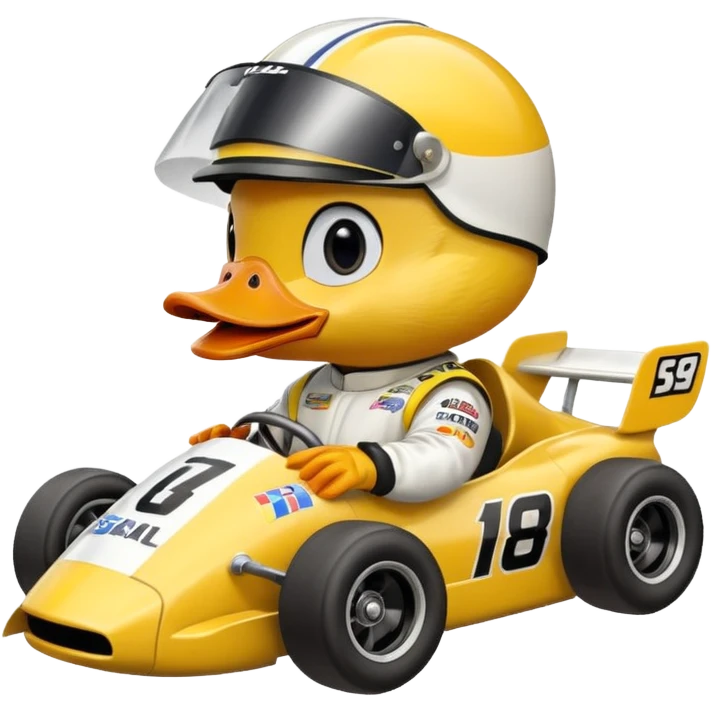 duck driving a nascar emoji