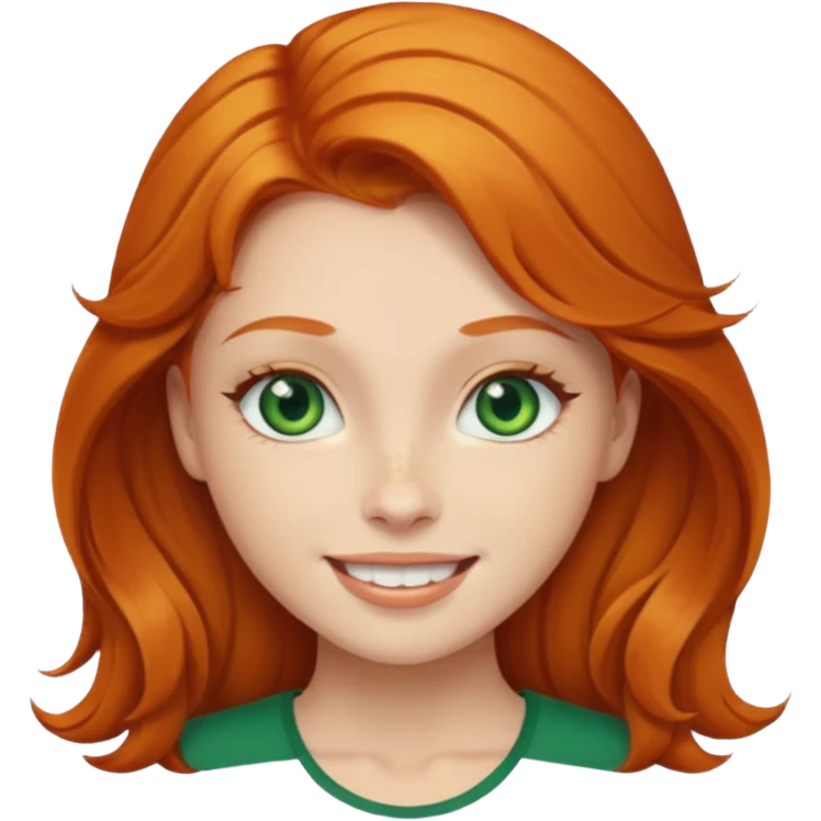 Gorgeous Ginger girl with green eyes head thrown back happy laughter emoji