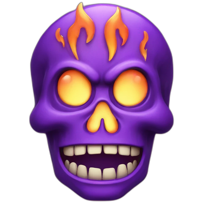 purple flaming skull face grinning angry moustache horns monster emoji