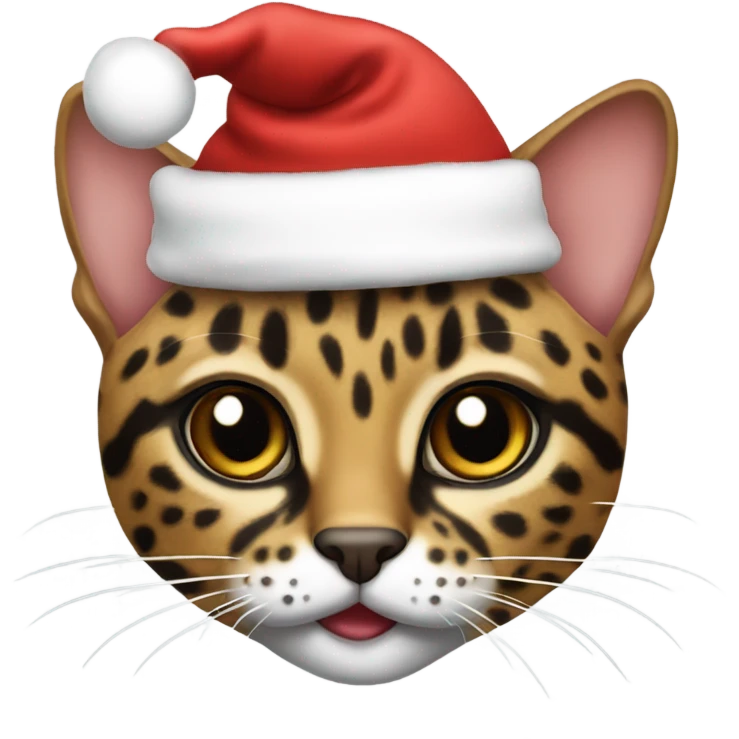 Leopard cat with santa hat emoji