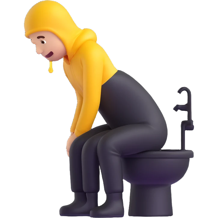 person peeing black liquid, 3D emoji style emoji