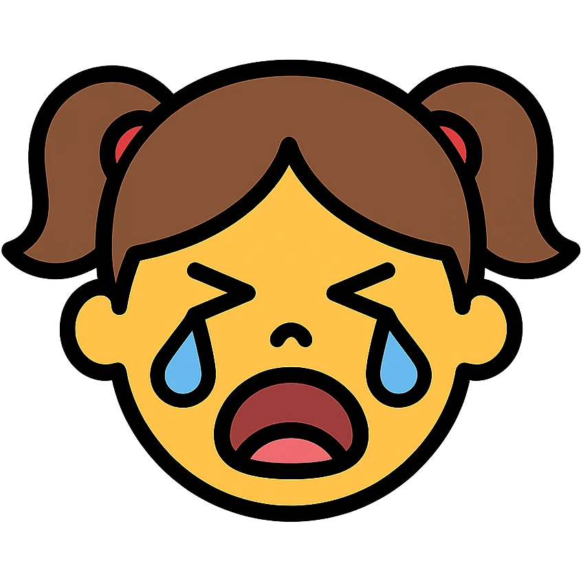 color outline icon of a crying girl emoji