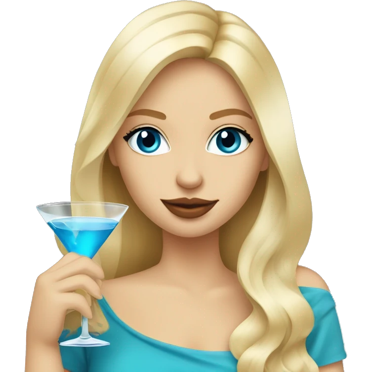 attractive blonde hair blue eyes girl drinking martini emoji