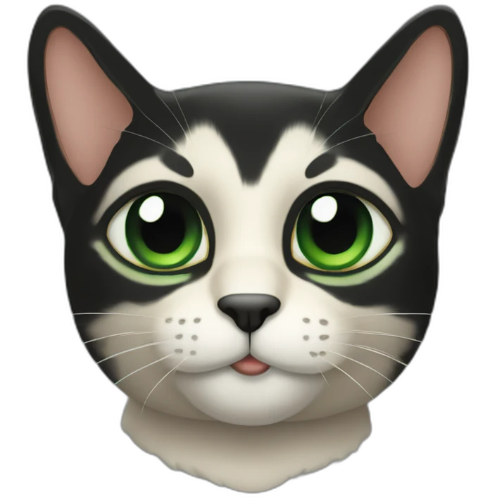 Gato hembra negro y gordo de ojos verdes emoji