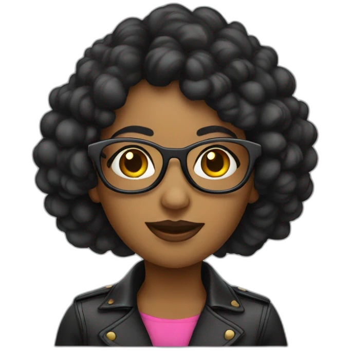 mujer bonita pelo negro con lentes emoji