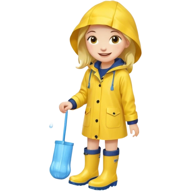 Girl in a yellow raincoat and rain boots  emoji