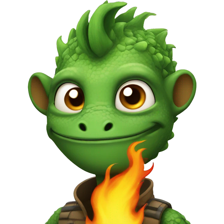 Lizard with fire hair emoji