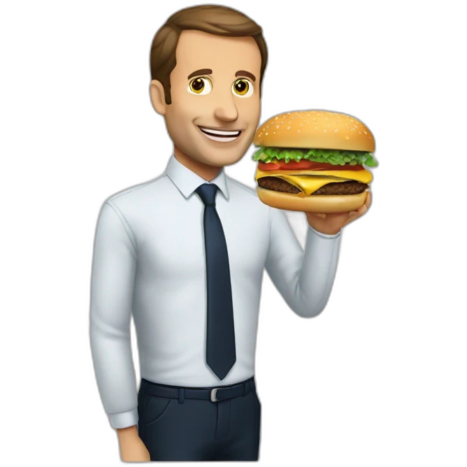 Macron qui mange un hamburger emoji