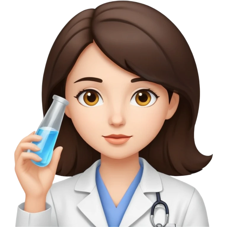 brunette working girl in lab emoji