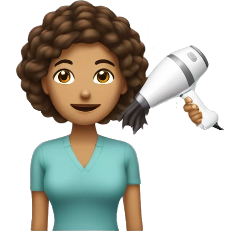Mujer cabello castaño usando secador de cabello  emoji