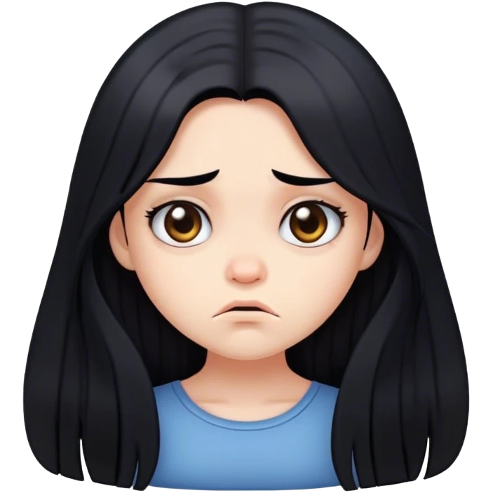 Cute girl long black hair grumpy  emoji