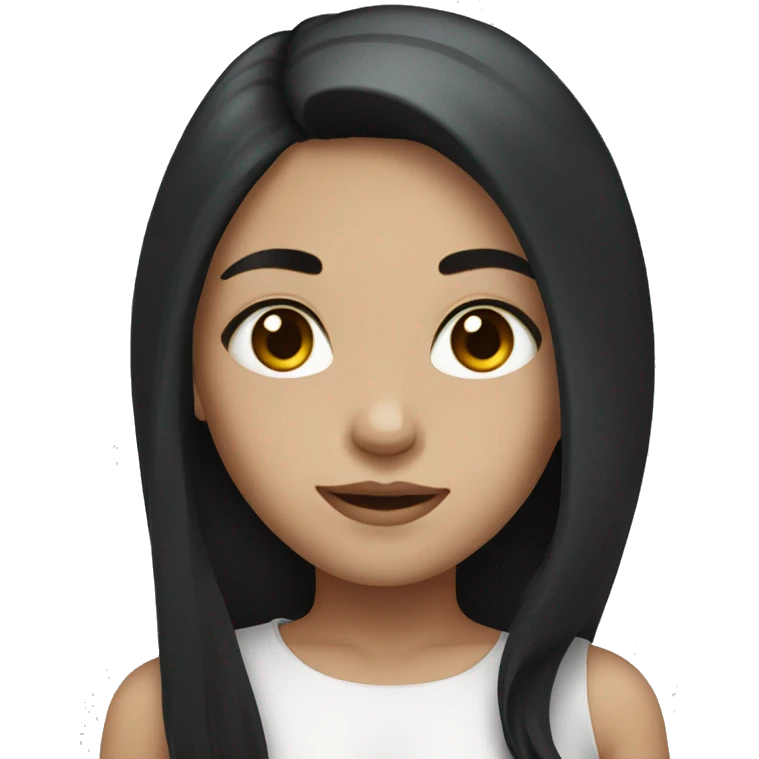 Girl with black long hair and white skin and brown eyes emoji