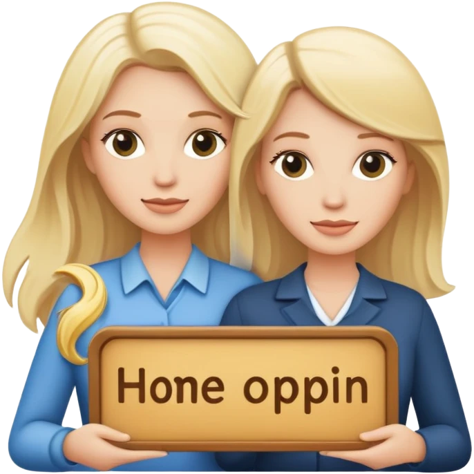3 white women holding a home title one blonde hair  emoji