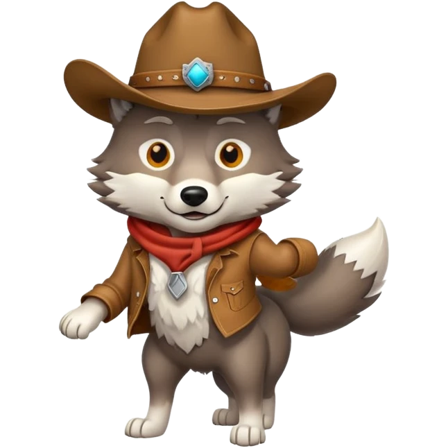 A wolf in a cowboy hat tipping it emoji