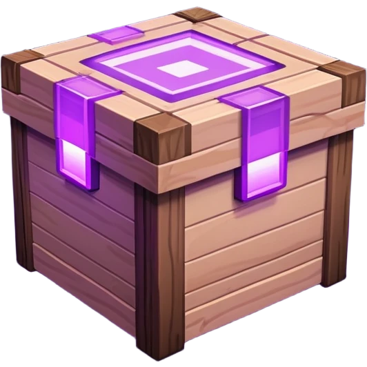 Minecraft box with purple light glowing inside emoji