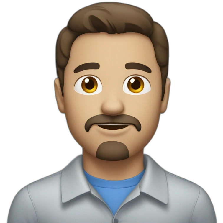 brunette man with a goatee wearing a blue collared shirt emoji