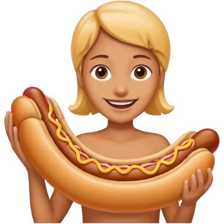 Big round boobs naked with hotdog  emoji