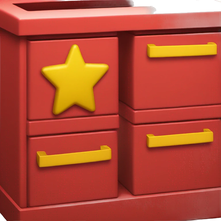 a red box with a yellow m on it and yellow handles on the top  emoji