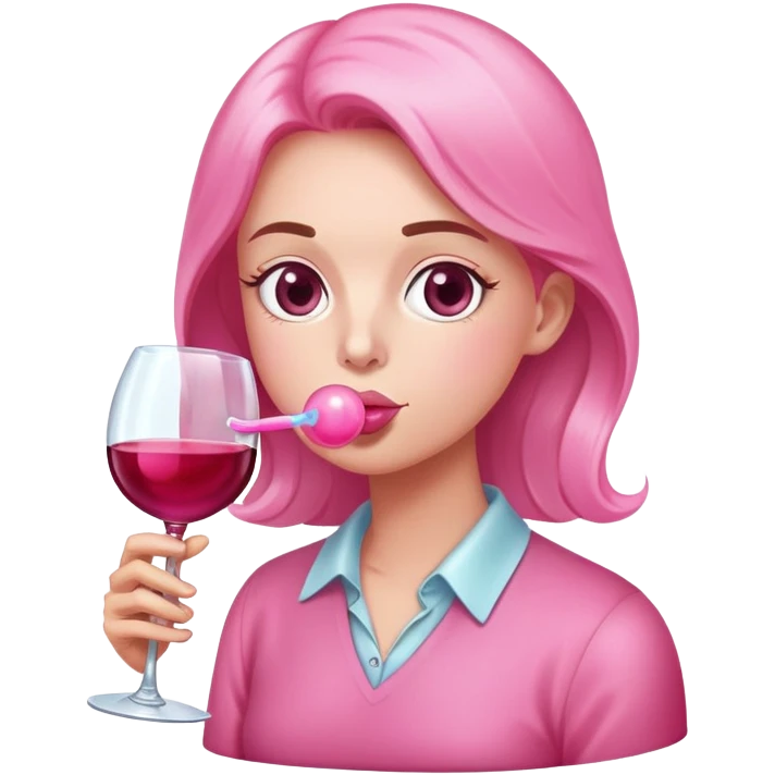 Wine glass blowing bubblegum emoji