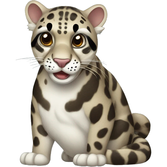 Clouded leopard with an exclamation mark next to it emoji