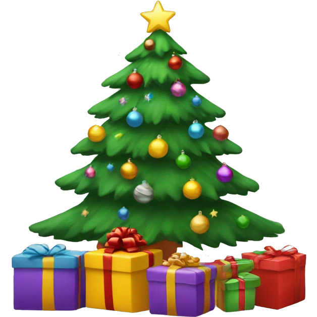 A Christmastree with presents underneeth emoji