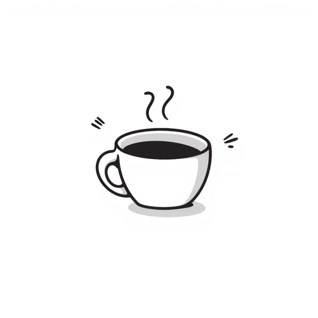 hand-drawn doodle of a cappuccino cup with steam and foam emoji