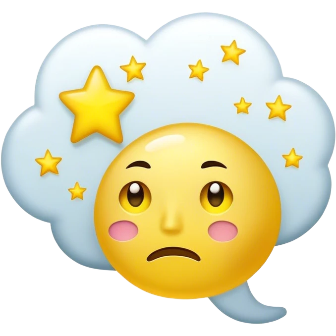 yellow face with thought bubble stars inside emoji