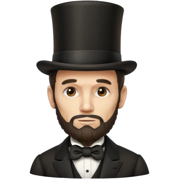 thinking emoji with Abraham Lincoln's top hat and beard, contemplative and slightly humorous emoji
