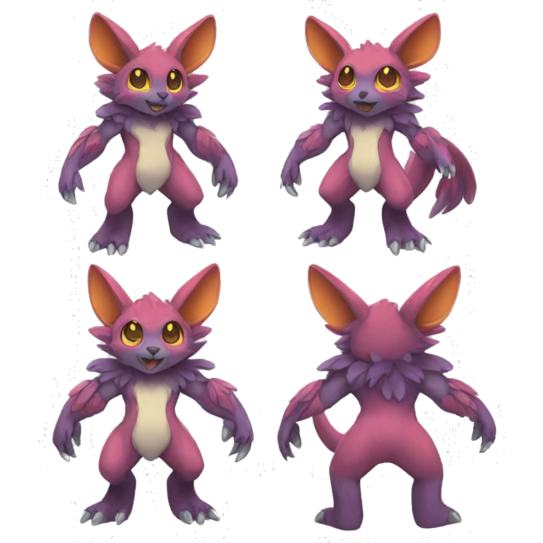 Cute cool colorful fantasy animal hybrid Fakemon full body emoji
