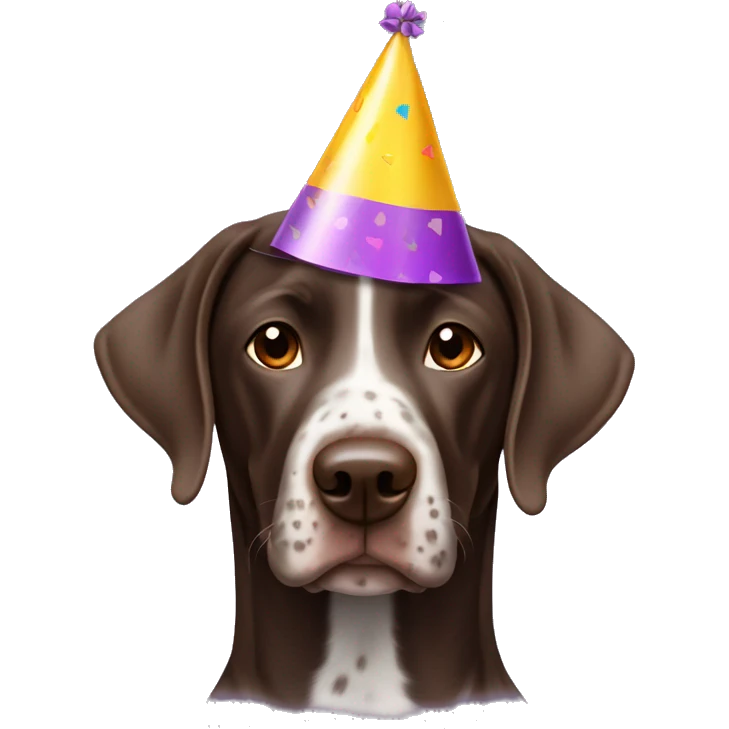 German shorthair with birthday hat emoji