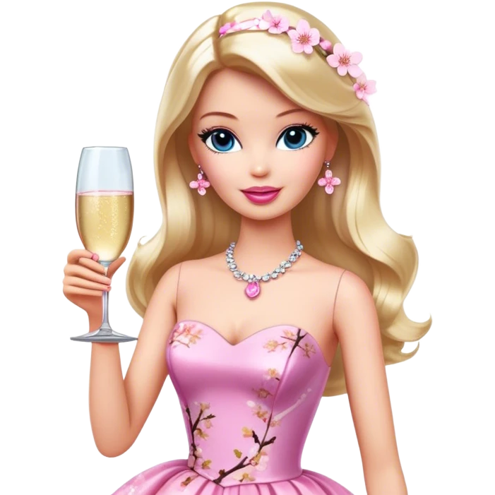 barbie with champagne,Cherry blossom emoji