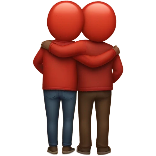 red guy and girl hugging each other back view emoji
