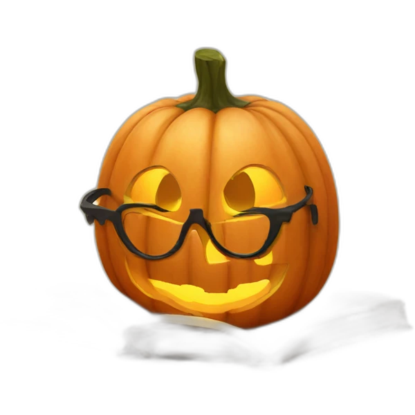 A halloween pumpkin reading a book emoji
