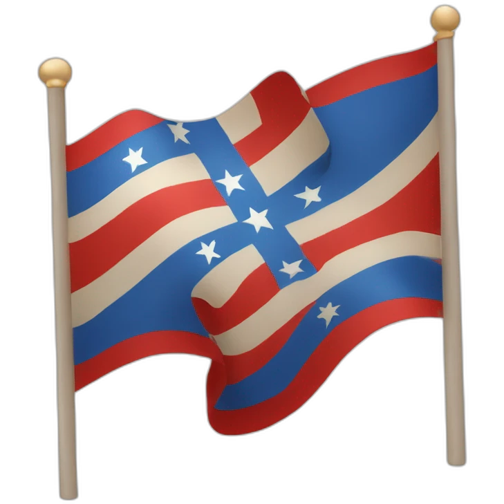 Flag with a blue diagonale cross with 15 white stars on a red field emoji