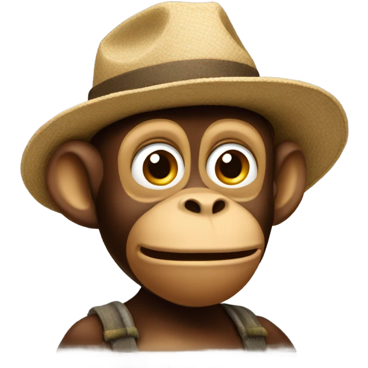 Confused monkey wearing a farmers hat emoji