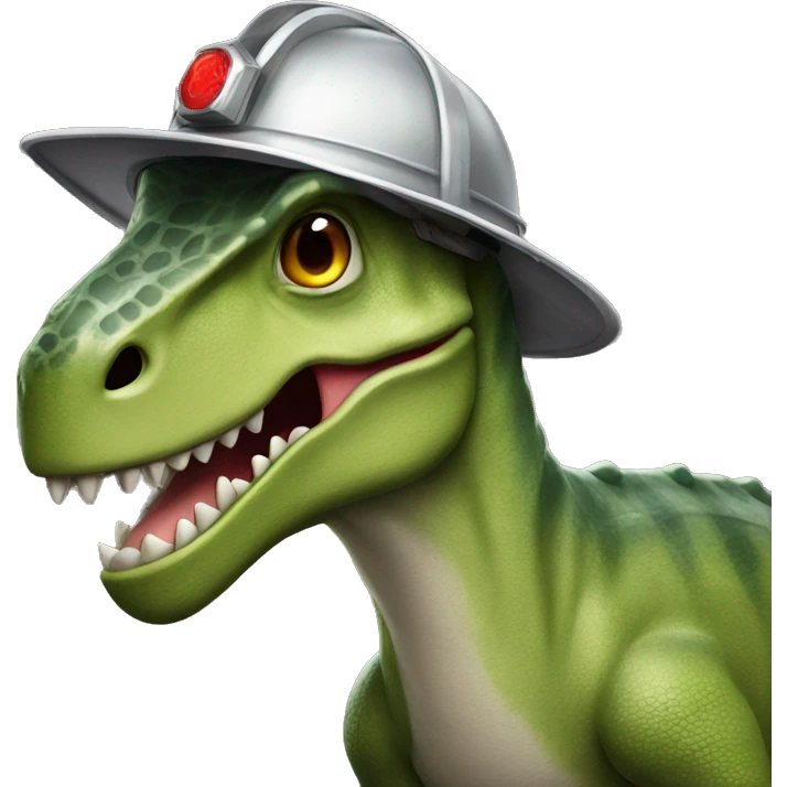Dinosaur with fireman’s helmet emoji