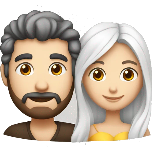 Casal com um coração branco no meio emoji