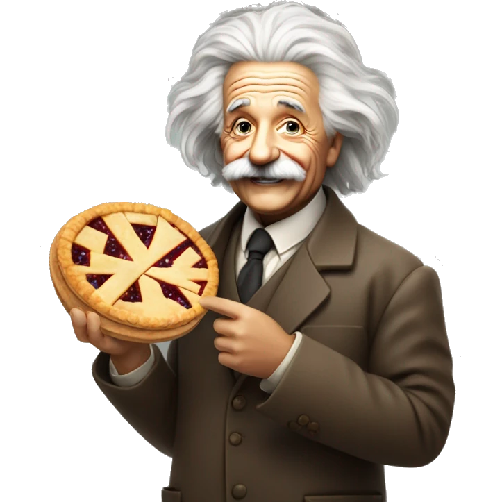 happy albert einstein holds pie chart in his hand emoji