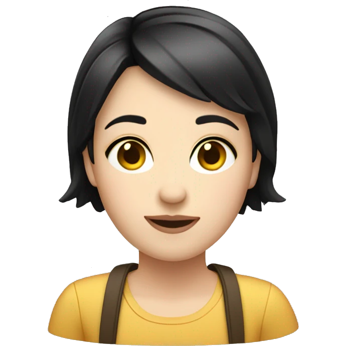 Girl tour guide with fair skin short black hair chubby face emoji