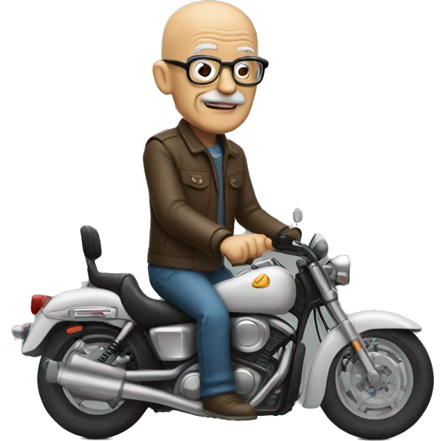 old man with a bald head and glasses while on a motorcycle emoji